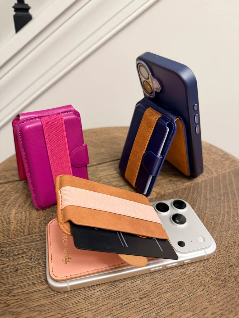 Tech Candy Back Pocket – A 3 in 1 Magnetic Phone Wallet – Saddlebag/Blush