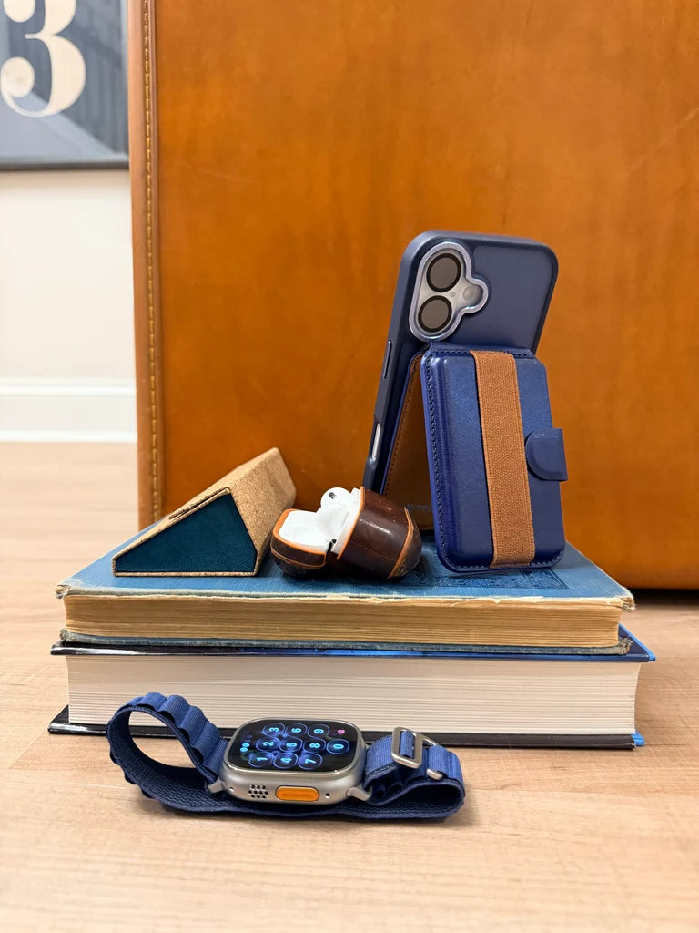 Tech Candy Back Pocket – A 3 in 1 Magnetic Phone Wallet – Navy Camel