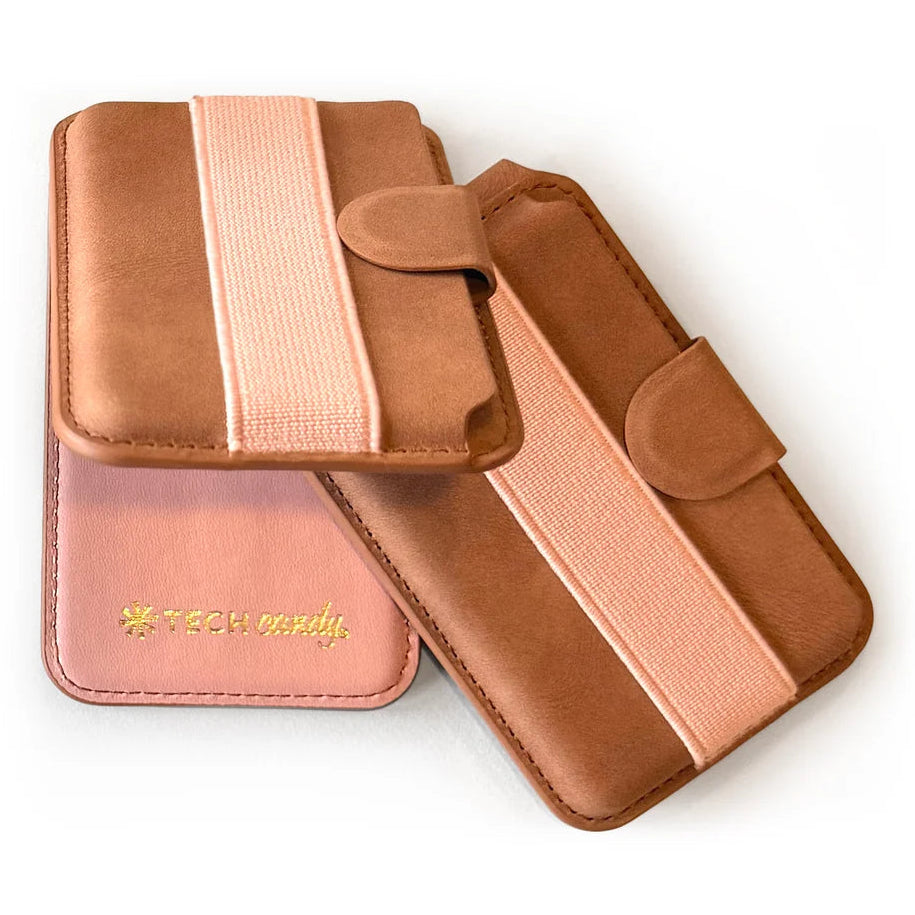 Tech Candy Back Pocket – A 3 in 1 Magnetic Phone Wallet – Saddlebag/Blush