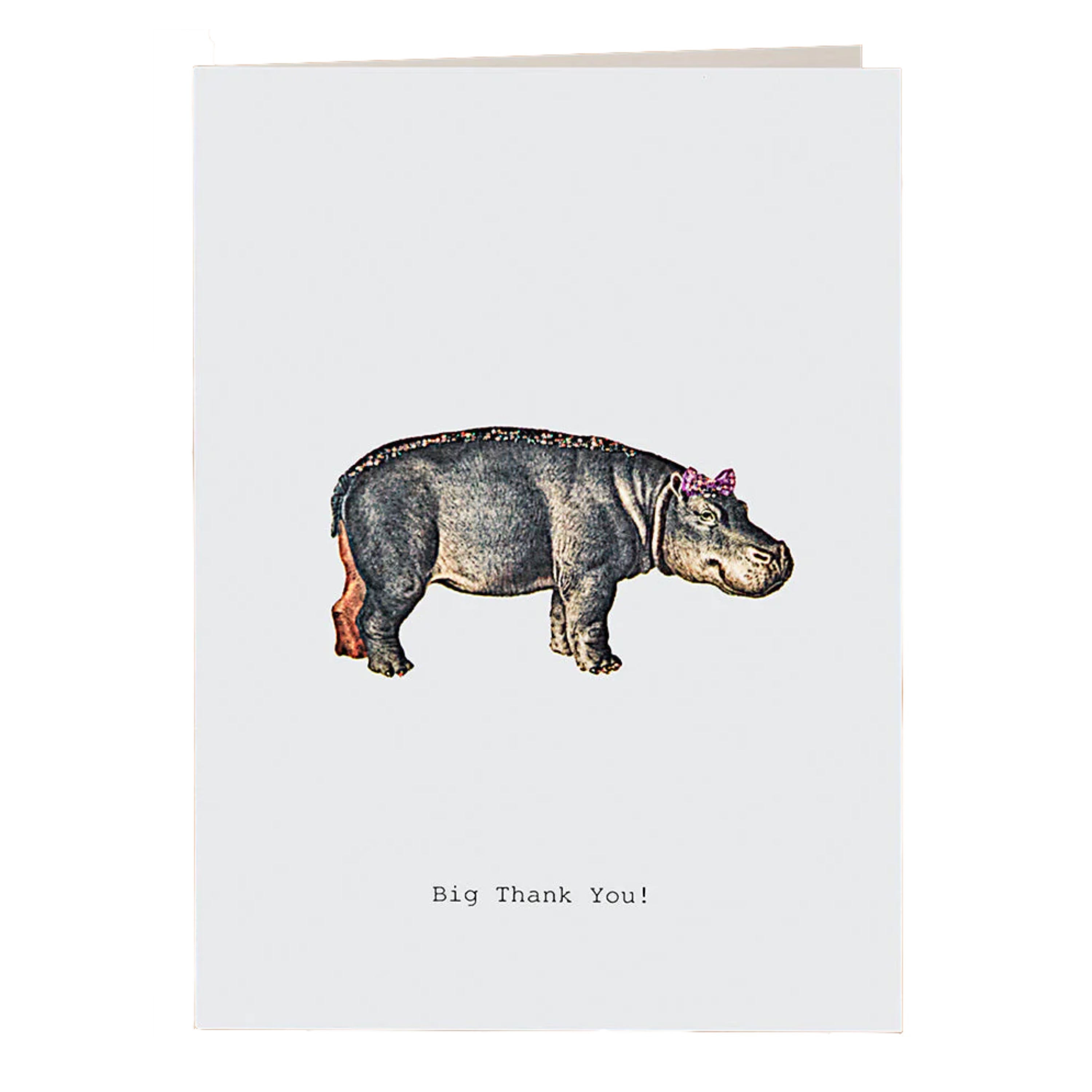 Thank You Hippo Glitter Greeting Card – 3.5" x 5"