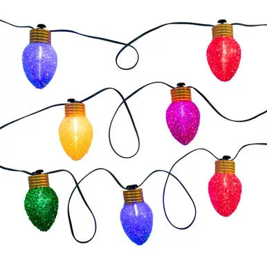 Multicolor Jumbo Glittered Led - C9 Bulb String Lights – 15'