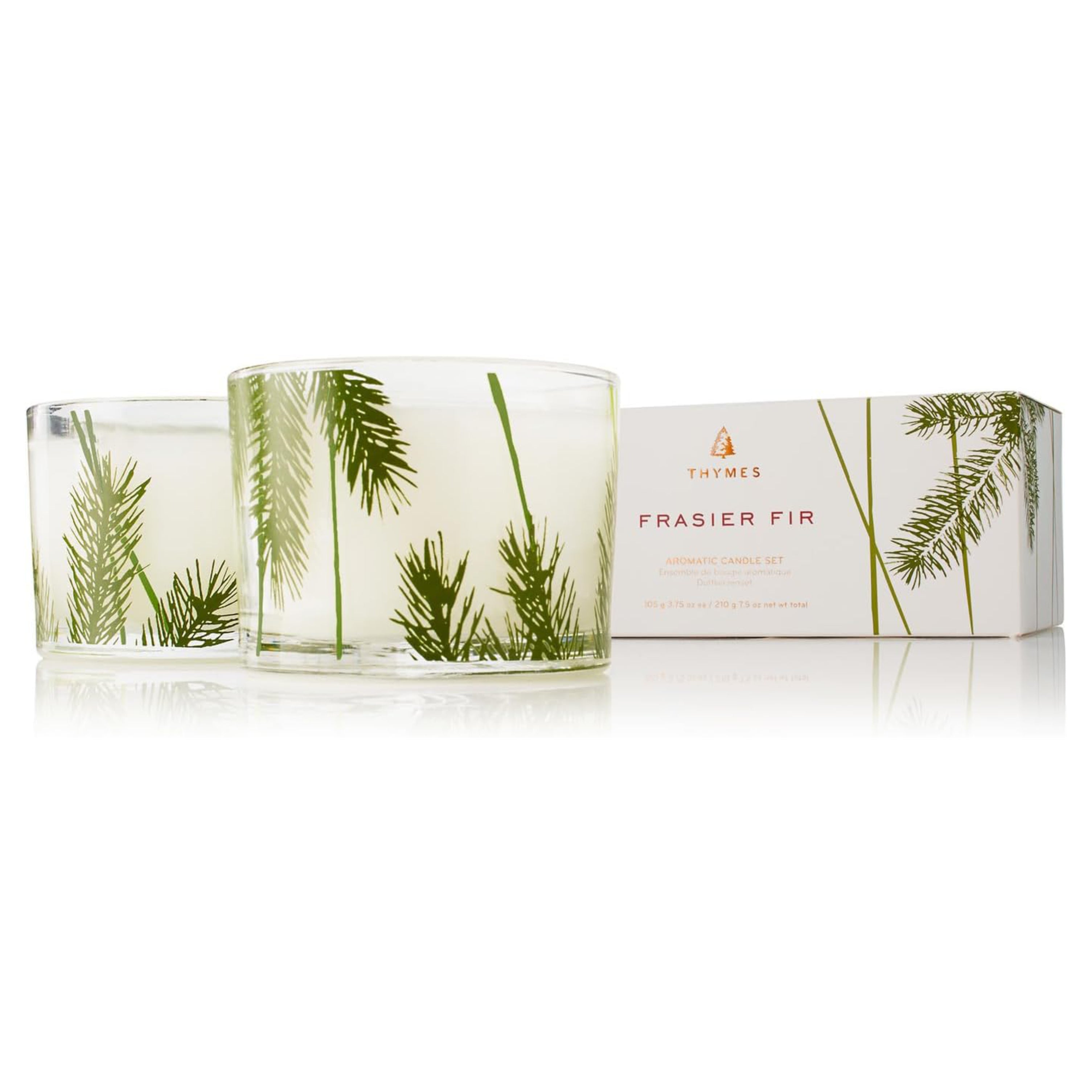 Thymes Frasier Fir Poured Candle Needle Deco – Set of 2 – 3.75oz