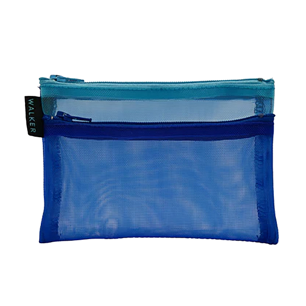 Walker Bags Color Mesh Double Zip Case – Blue/Aqua – 5x7in – S