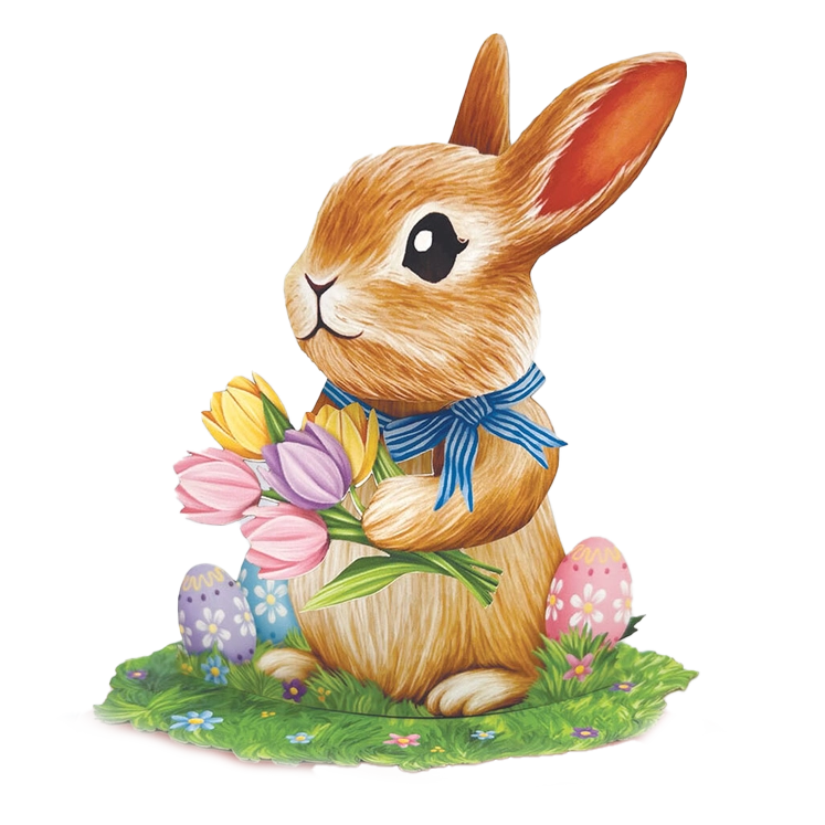 Fresh Cut Paper Mini 3D Pop Up Greeting Note Card –  Bunny – 6" x 5"