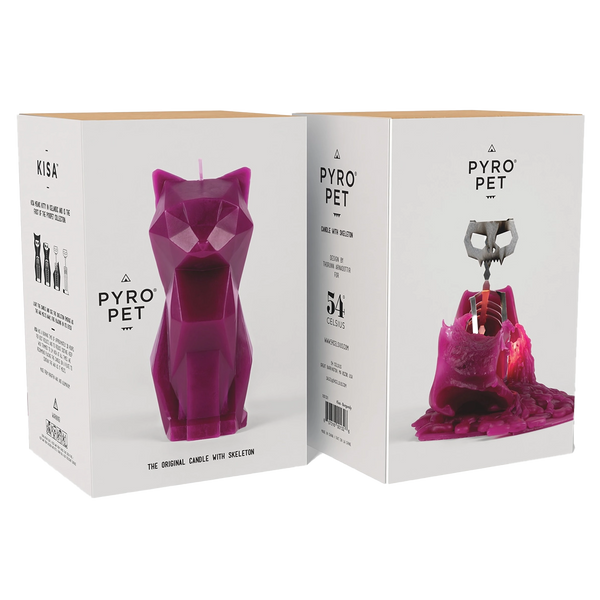 54Celsius Pyropet Kisa Burgundy Cat Candle With Hidden Skeleton