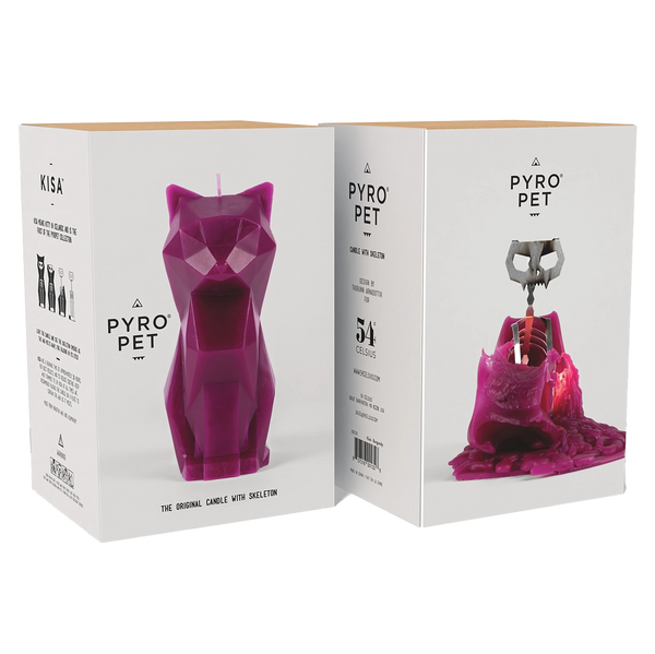 54Celsius Pyropet Kisa Burgundy Cat Candle With Hidden Skeleton