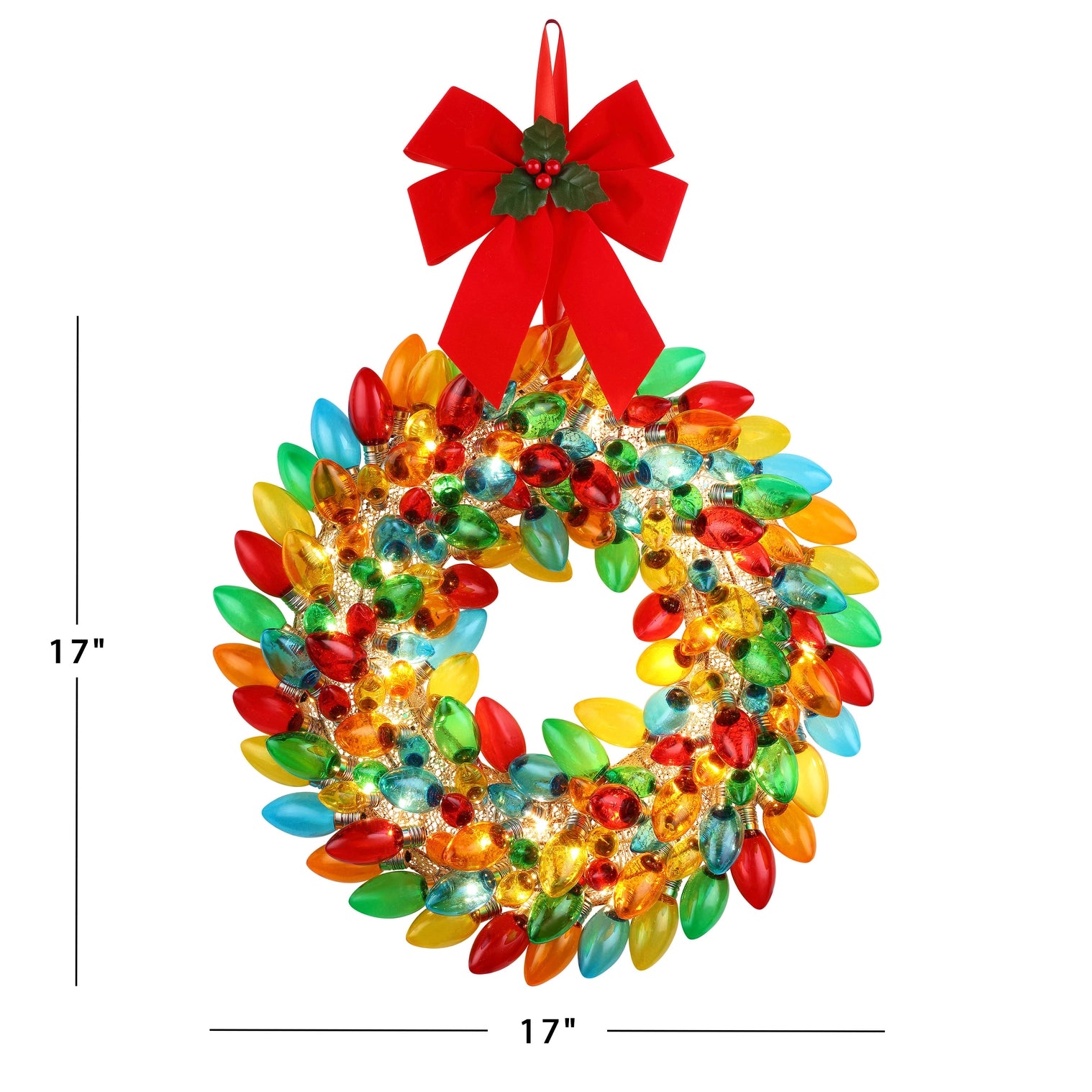 Mr. Christmas Multi Color Festive Retro Bulb Wreath – 17"