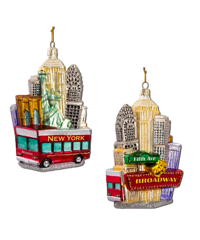 New York City Cityscape Glass Christmas Ornament – Assorted – SOLD INDIVIDUALLY