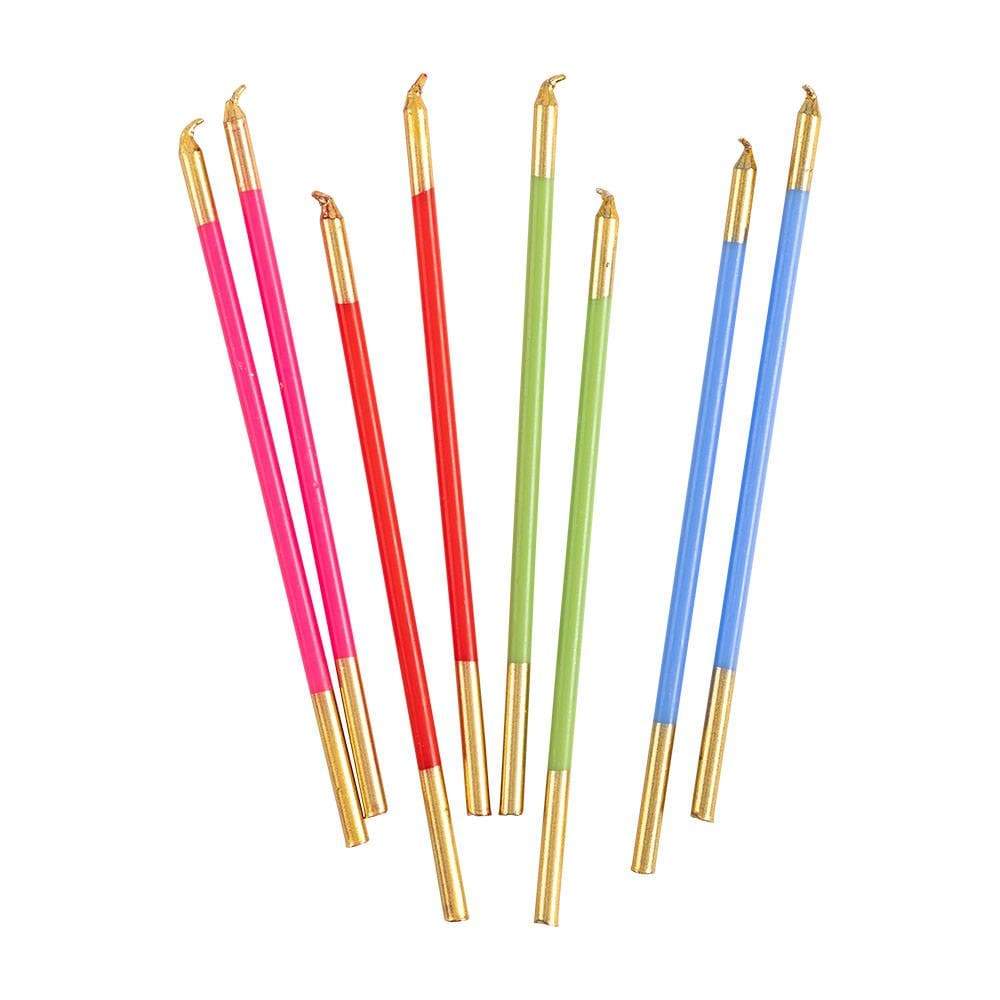 Slim Birthday Candles in Mixed Brights – 6" – 16 Pack