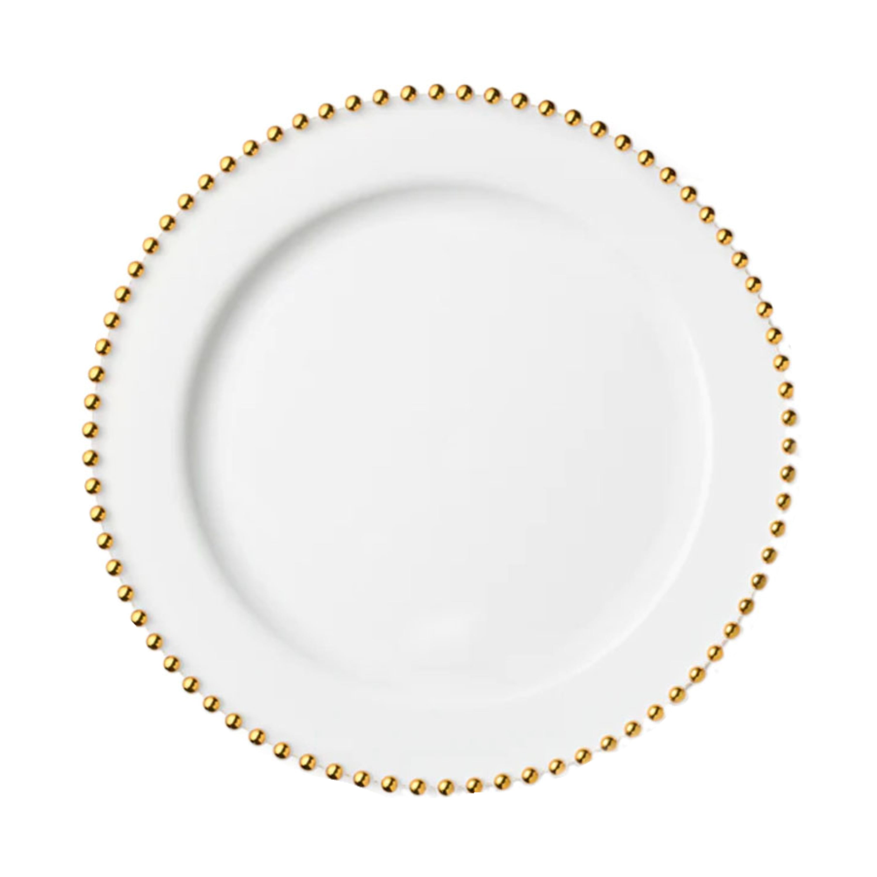 Beaded Premium Plastic Salad & Desert Plates – White With Gold Trim - 7.75" – Set of 10
