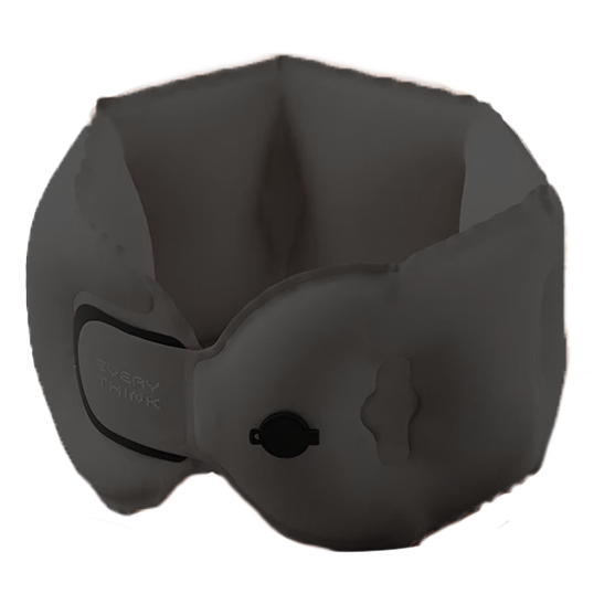 FashionIt Inflating Travel Neck Pillow with Case/Pump - Dark Grey