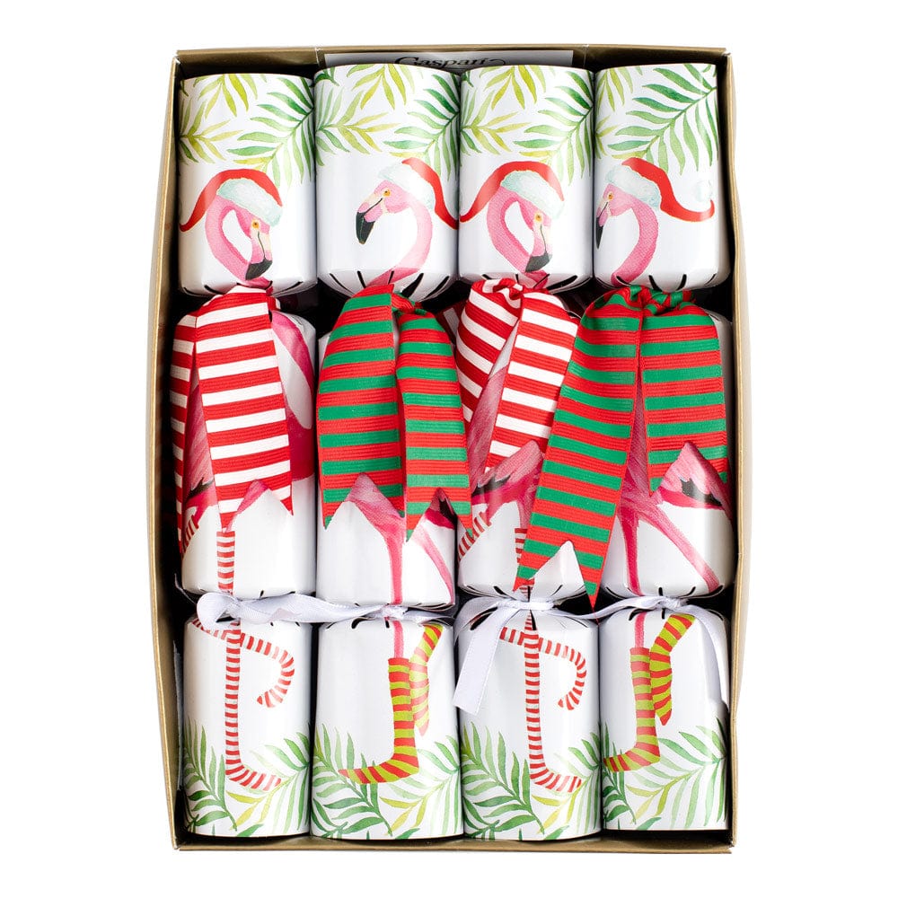 Caspari Christmas Flamingo Christmas Crackers – 8 Pack