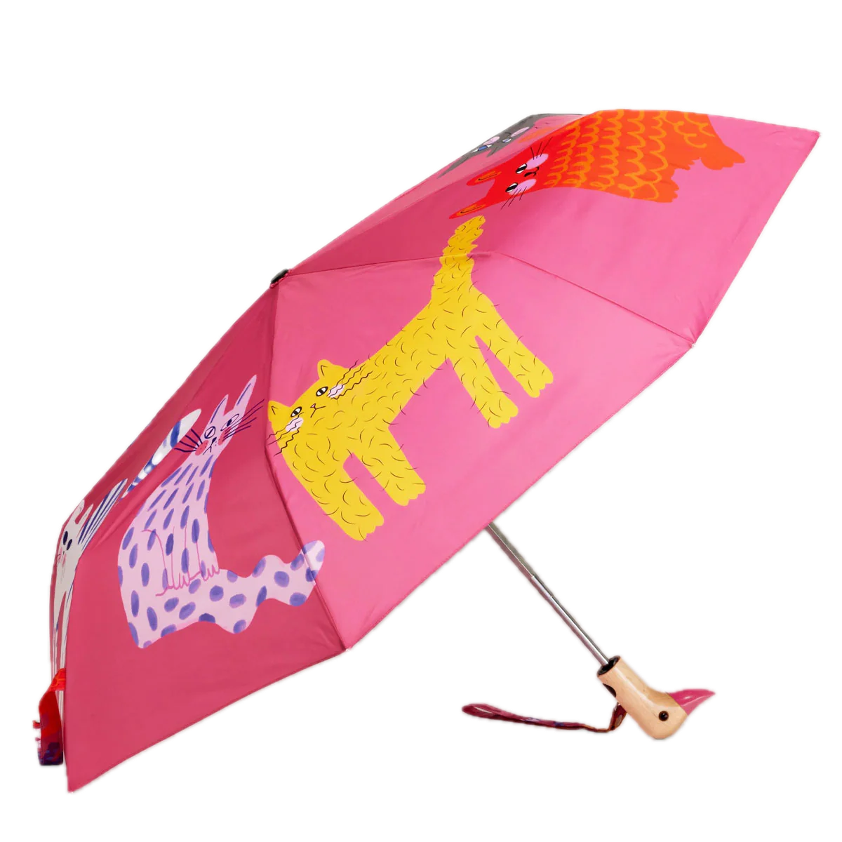 Original Duckhead Auto-Open Eco-Friendly Umbrella – Fuchsia Arty Cats
