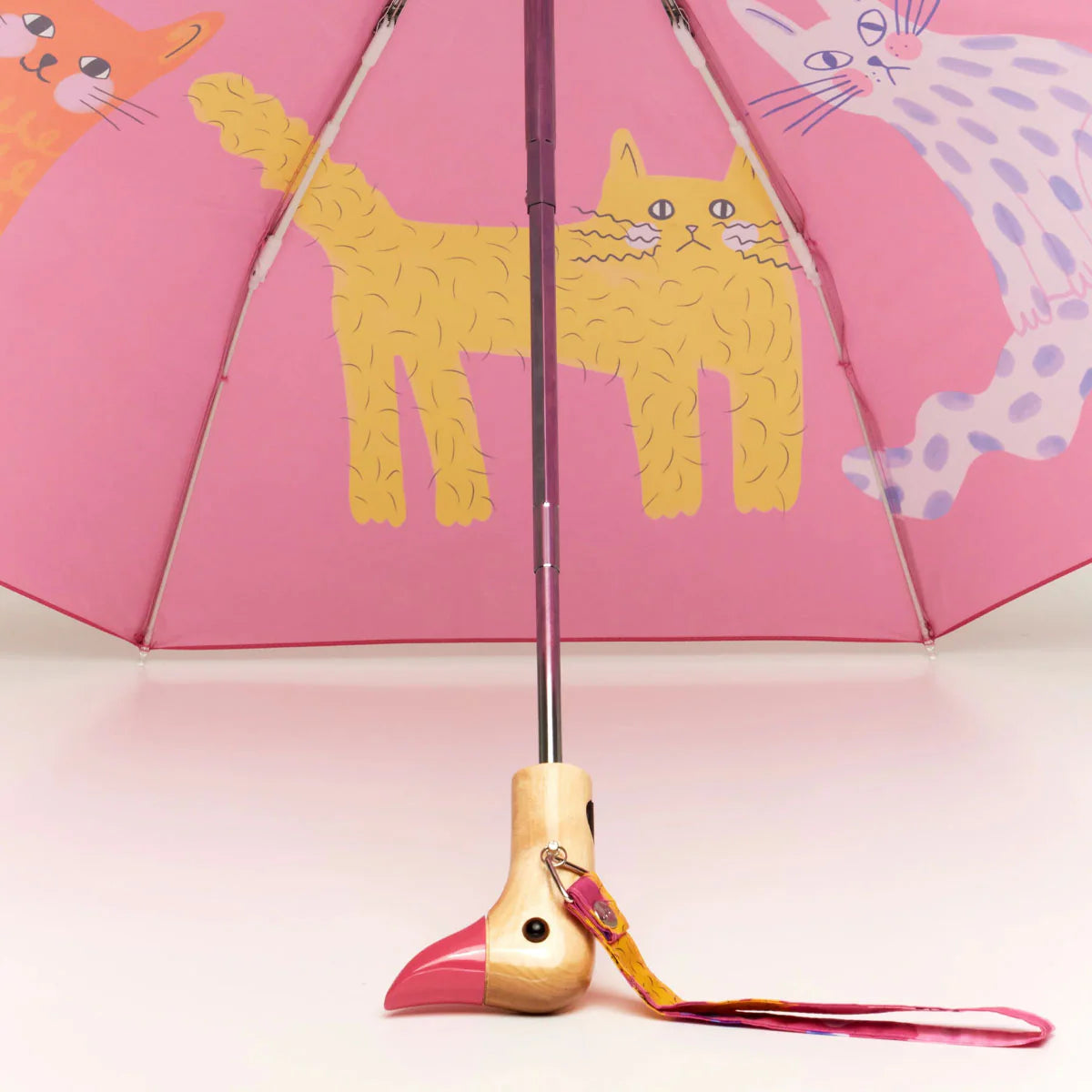 Original Duckhead Auto-Open Eco-Friendly Umbrella – Fuchsia Arty Cats