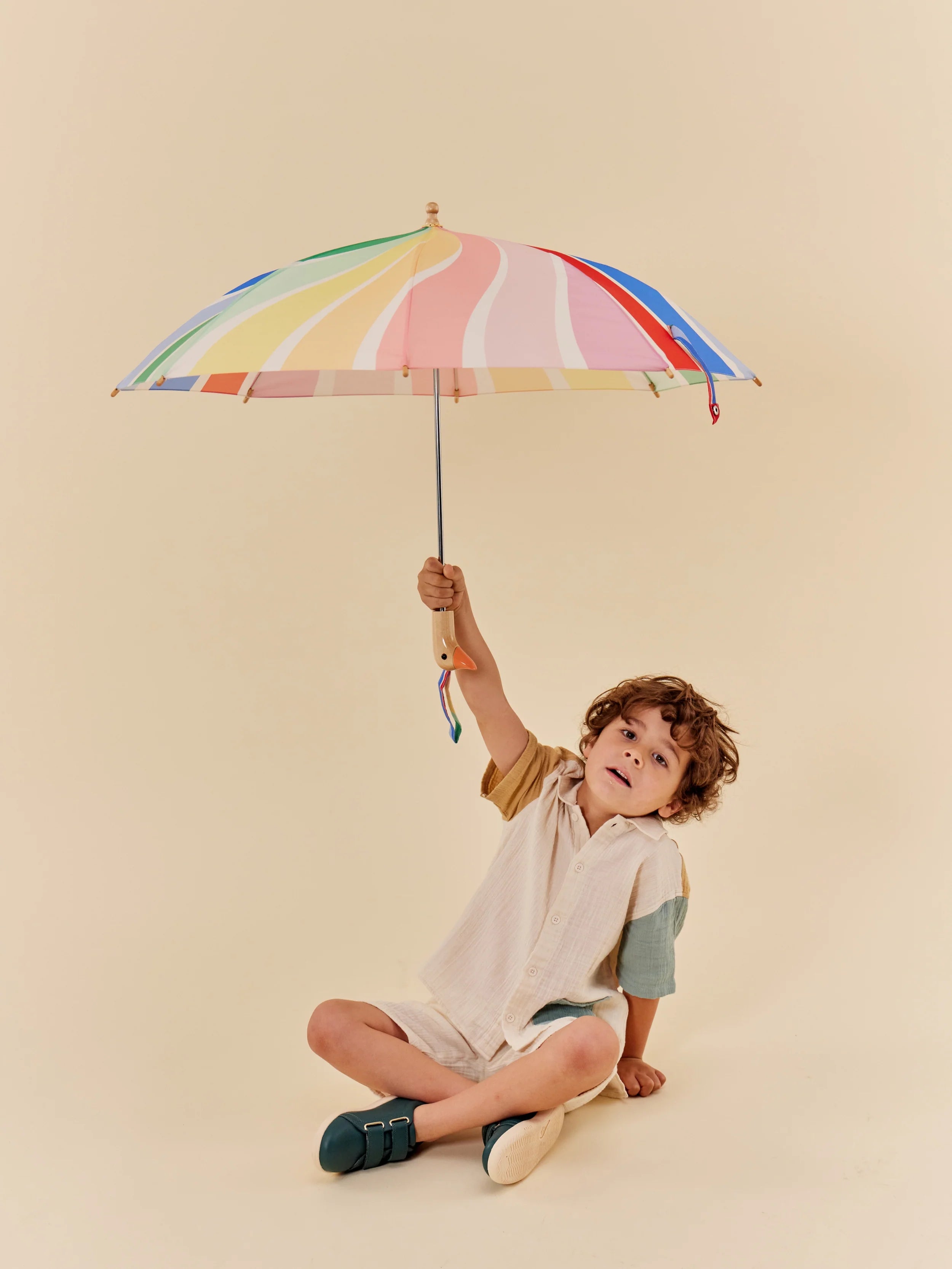 Original Duckhead Duckling x Meri Meri Umbrella For Kids – Rainbow Stripes