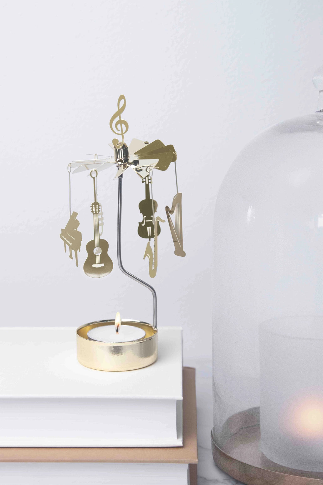 Talla Rotary Tealight Spinning Candle Holder – Music – 2.8" x 6.5"