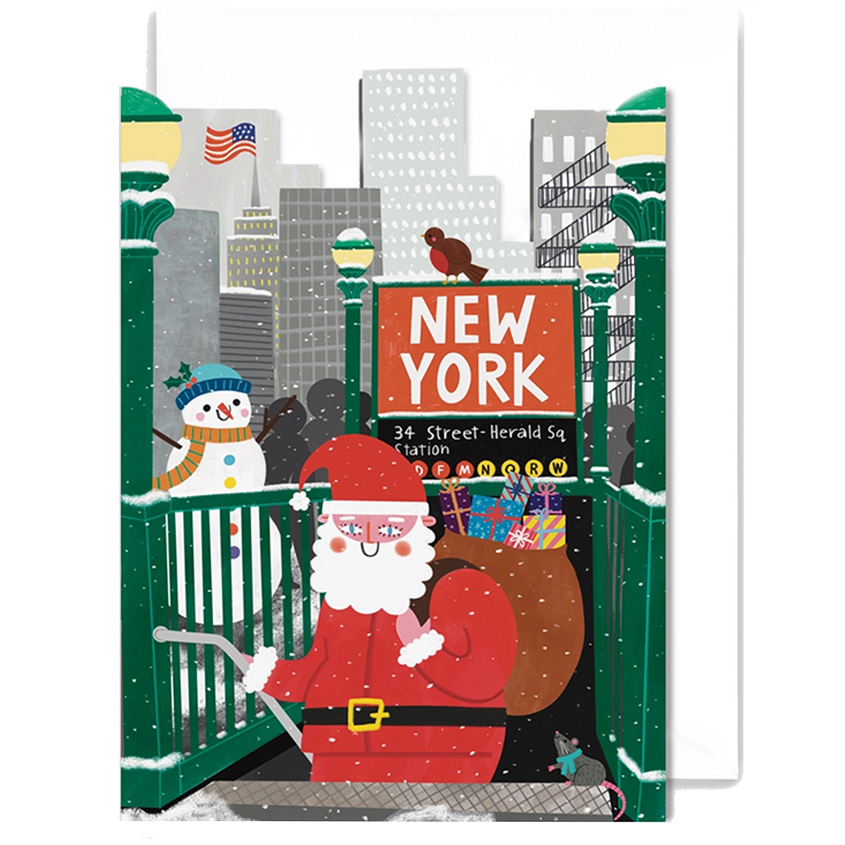 Christmas Die-Cut Note Card – New York Santa - 4.5 X 6.4