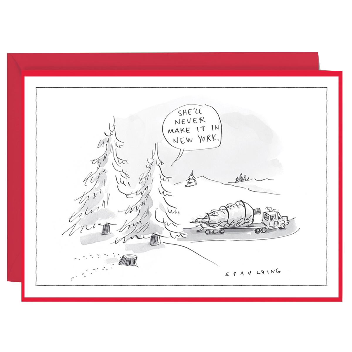 New Yorker Christmas Cartoon Note Card – NYC Tree