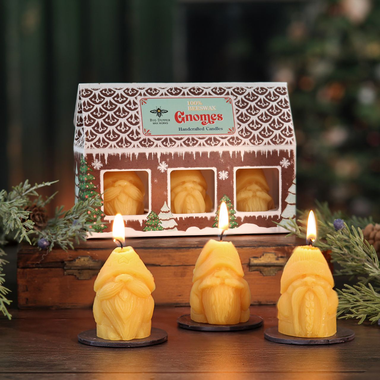 Holiday Gnome 100% Pure Beeswax Candles - 2.25