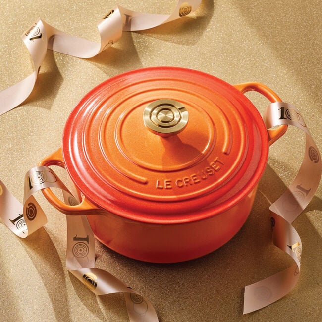 Le Creuset Round Dutch Oven with Crucible Knob – Flame Doree– 7.25 QT