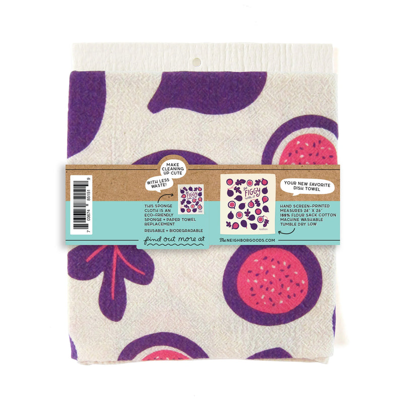 Dish Towel & Sponge Cloth Gift Set – "Get Figgy With It" Figs
