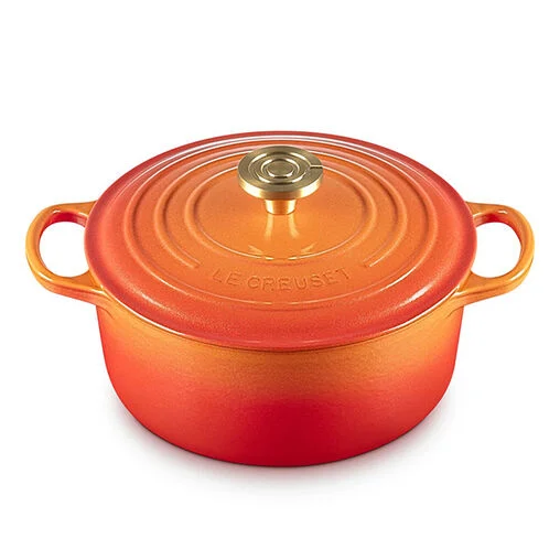 Le Creuset Round Dutch Oven with Crucible Knob – Flame Doree– 7.25 QT