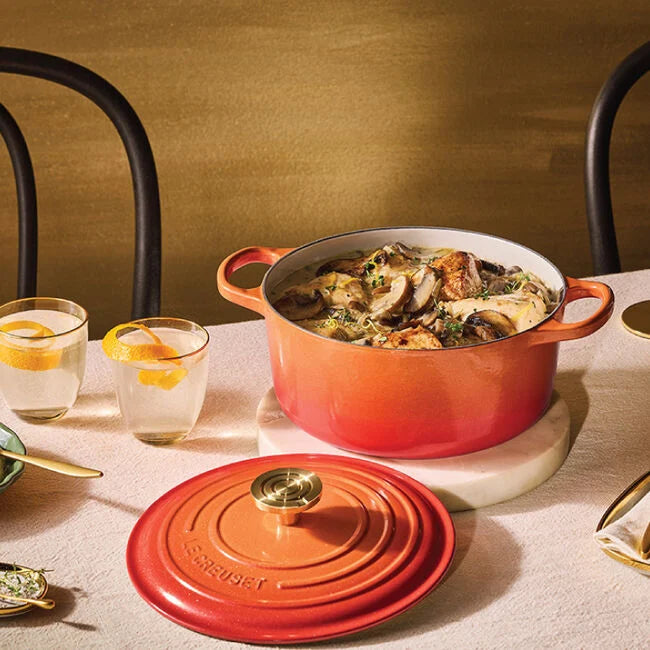 Le Creuset Round Dutch Oven with Crucible Knob – Flame Doree– 4.5 QT