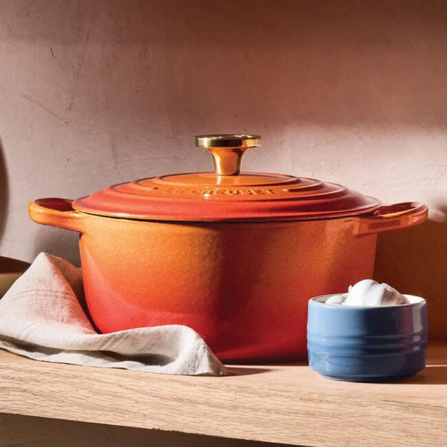 Le Creuset Round Dutch Oven with Crucible Knob – Flame Doree– 4.5 QT