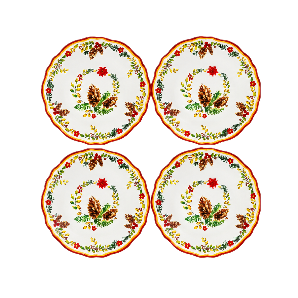 Le Cadeaux Melamine Christmas Appetizer Plate Set – Noelle – 6.5" – Set of 4