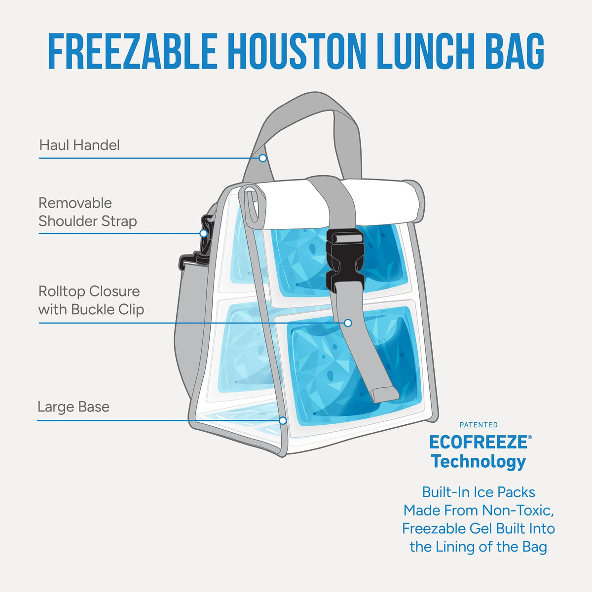 Packit Freezable Houston Lunch Bag – 9" x 6" – Black