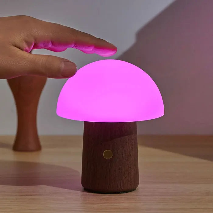 Gingko Design Mini Alice Color Changing Mushroom Lamp - Walnut