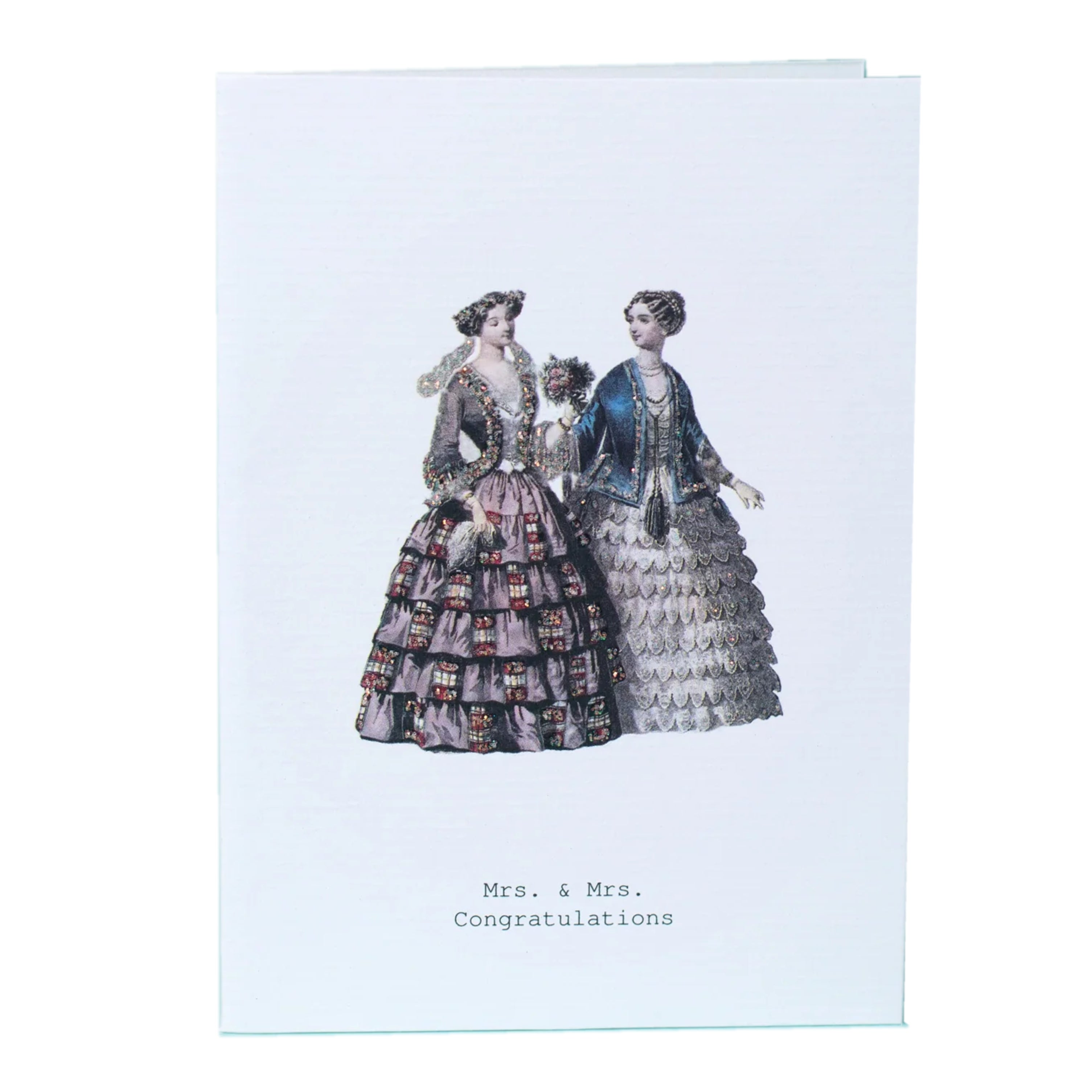 Mrs. & Mrs. Congratulations Glitter Greeting Card – 3.5" x 5"