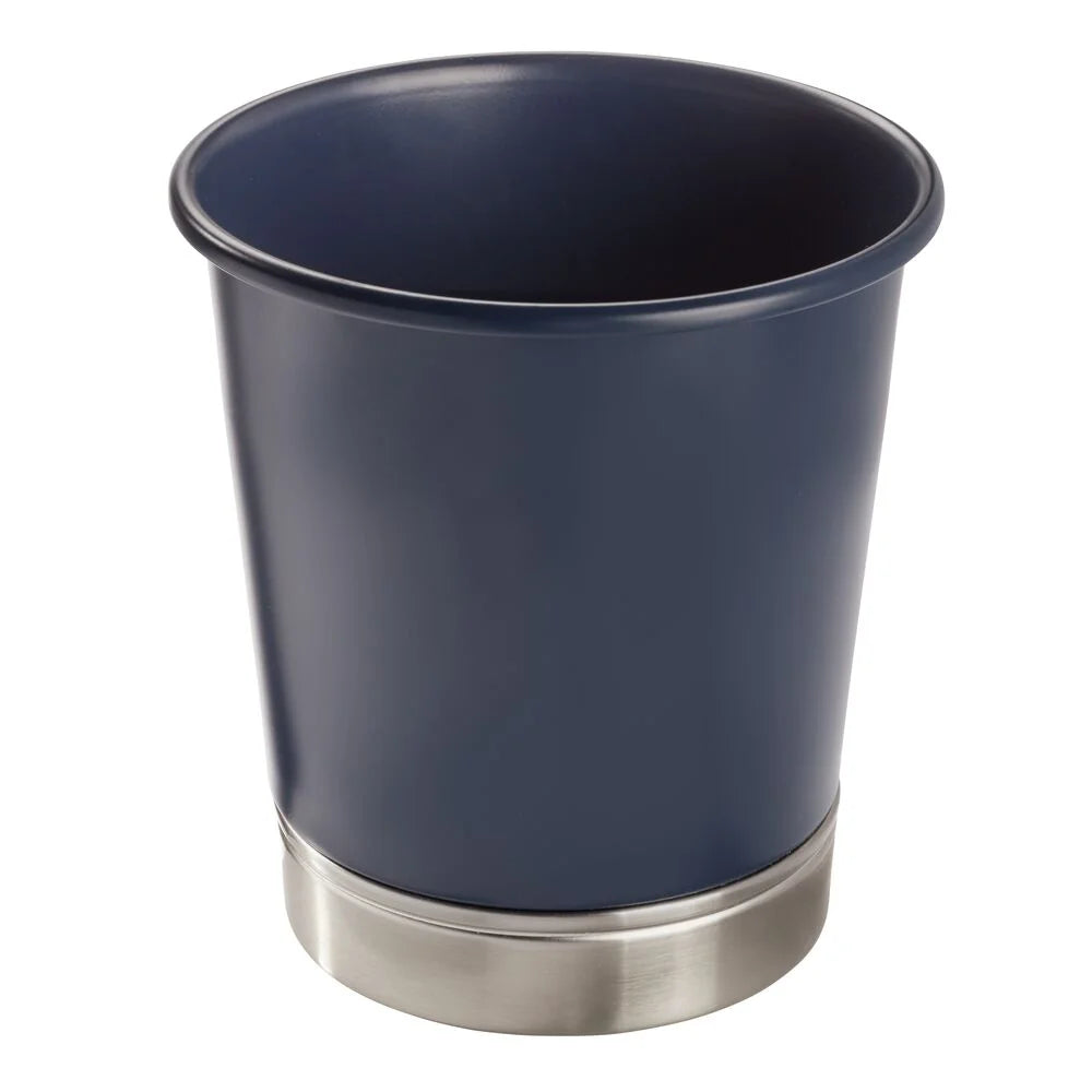 iDesign York Small Waste Can – Navy/Brushed Nickel