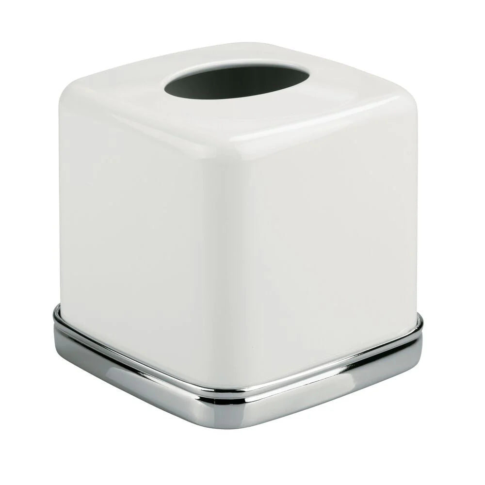 iDesign York Boutique Tissue Box in White and Chrome