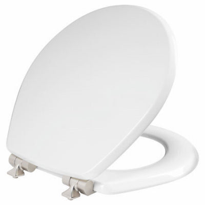 Mayfair Benton Round Wood Slow-Close Toilet Seat – White Enamel