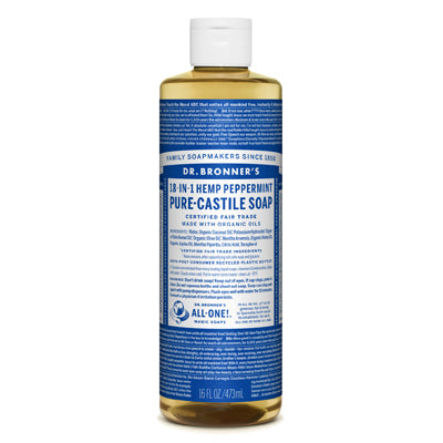 Dr. Bronner's Pure Castile Concentrated Liquid Soap – Peppermint – 16oz.