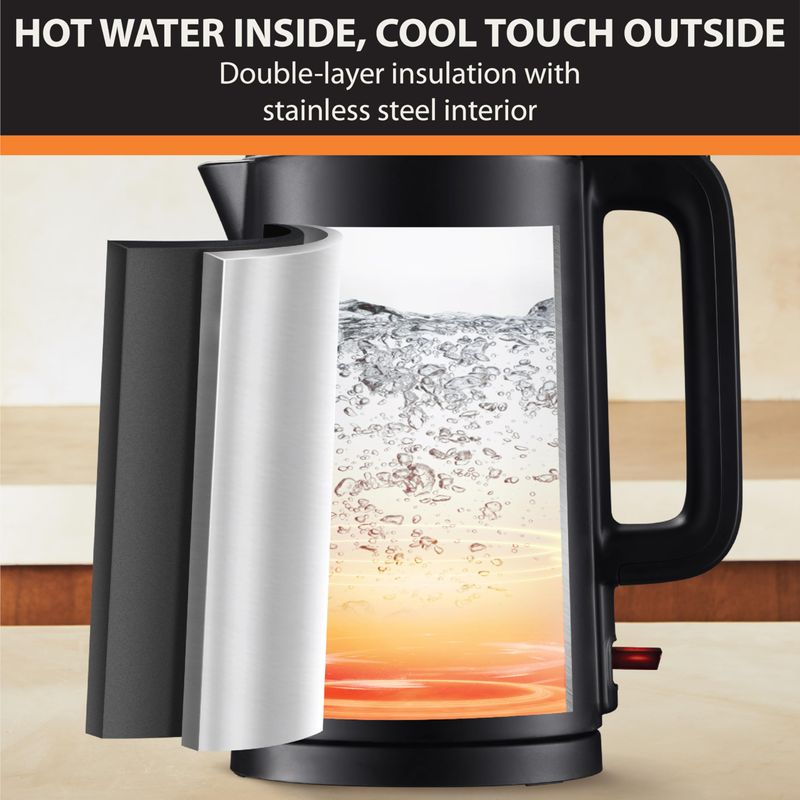 KRUPS Stainless Steel Cool Touch Electric Kettle – 1.5-Liter – Black