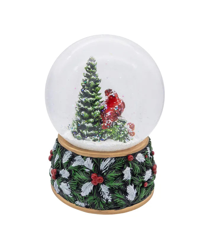 Musical Wind-Up Christmas Tree With Cardinals Motion & Musical Water Globe