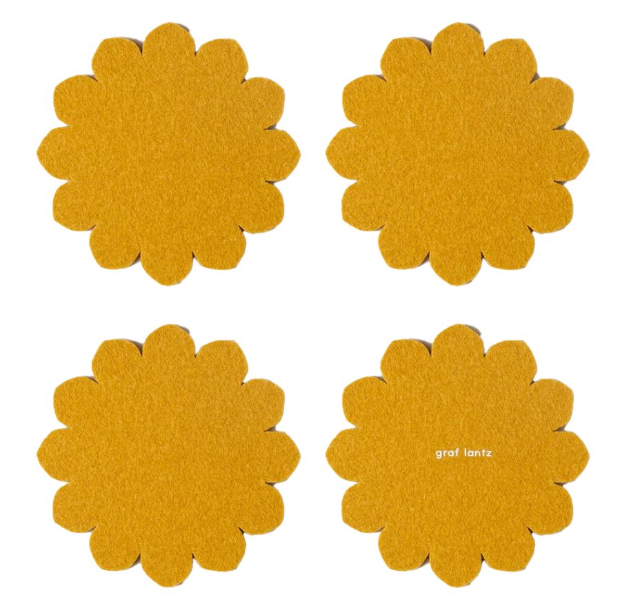 Graf Lantz Crest Merino Wool Coaster – Turmeric – 4 Pack