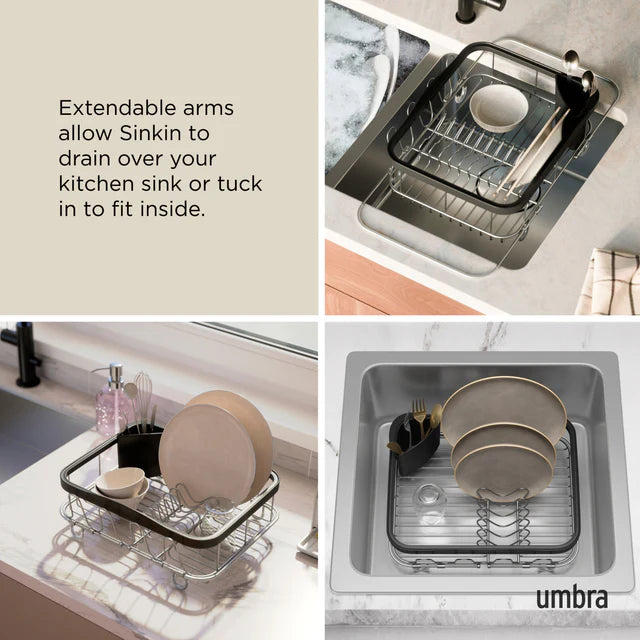 Umbra Sinkin Multi Use Dish Rack – Black/Nickel