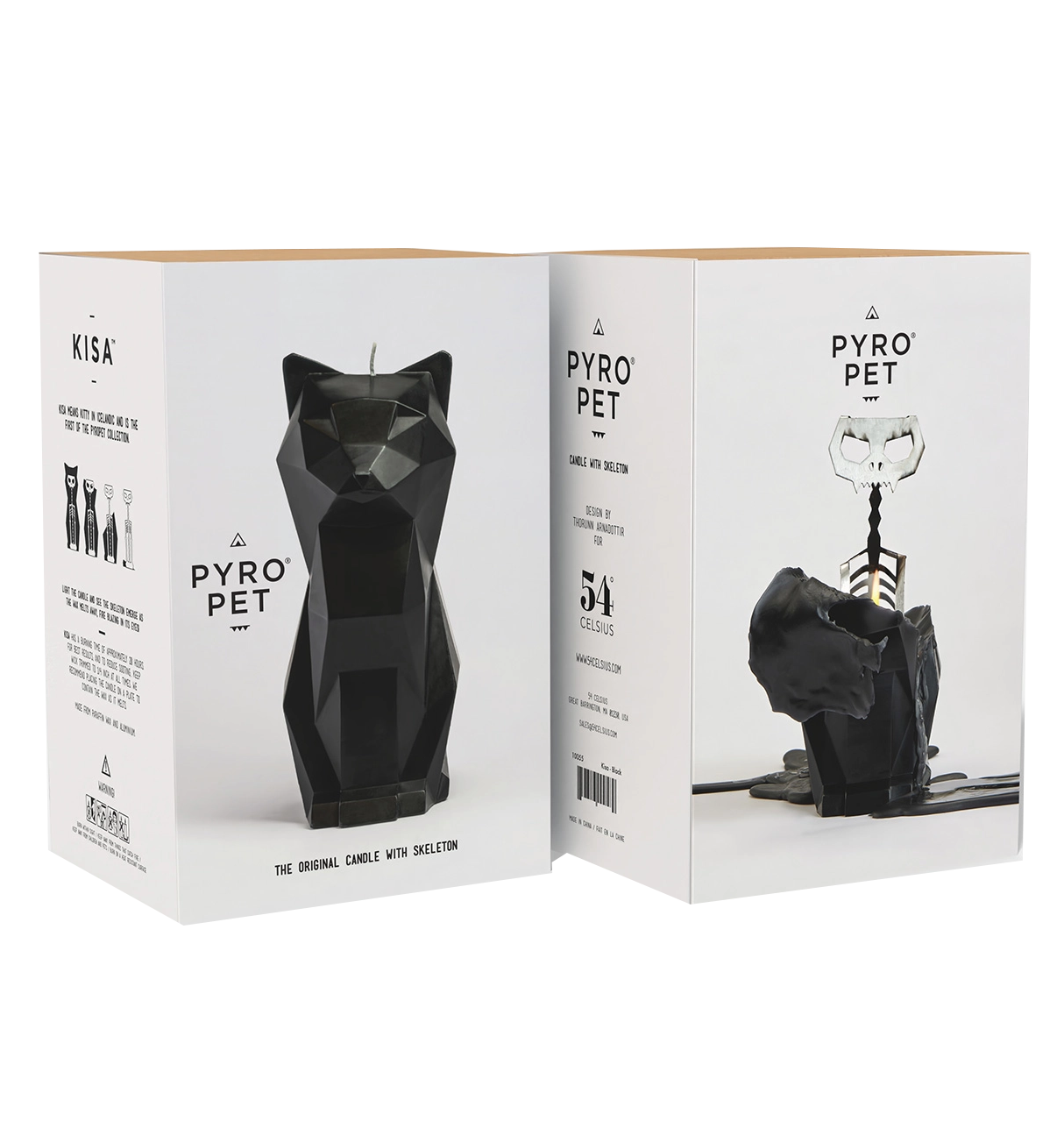 Pyropet Kisa Black Cat Candle With Hidden Skeleton Inside