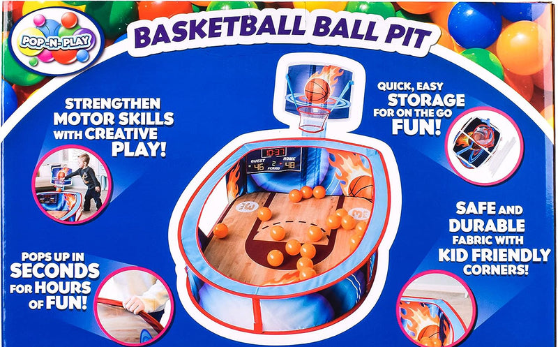 Pop-N-Play Basketball Ball Pit with Balls Included