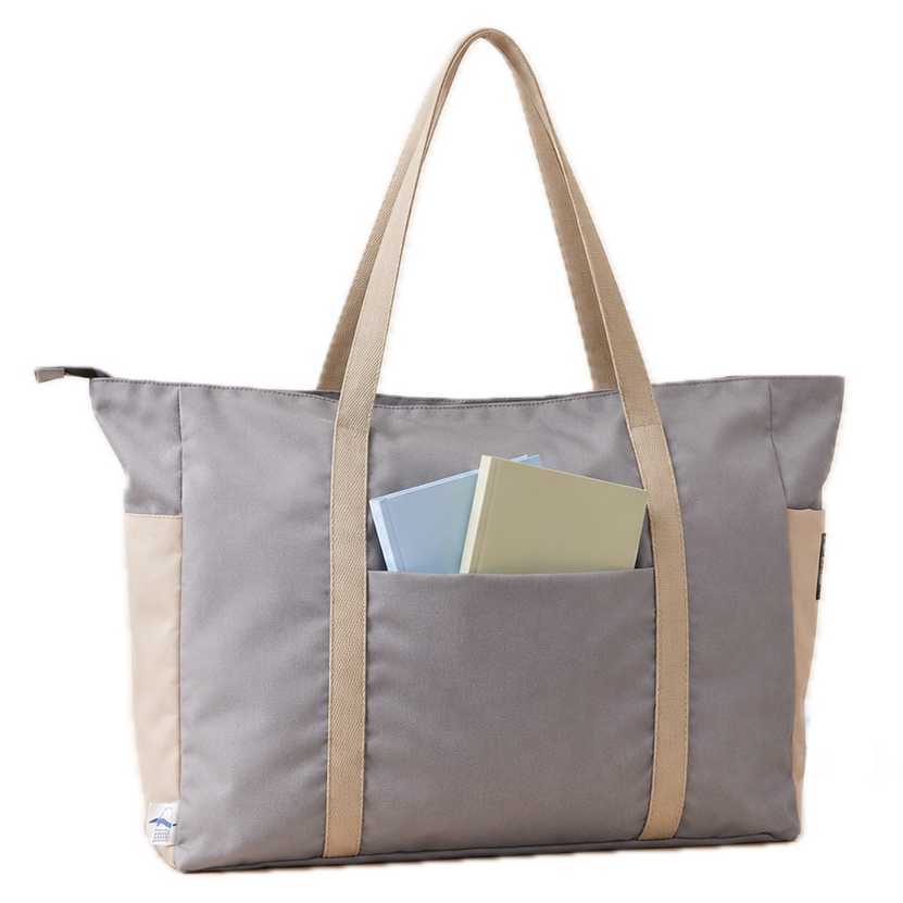 Vent For Change Ocean Recycled Large Zipped Shopper Bag – 19" x 15" – Dusty Blue