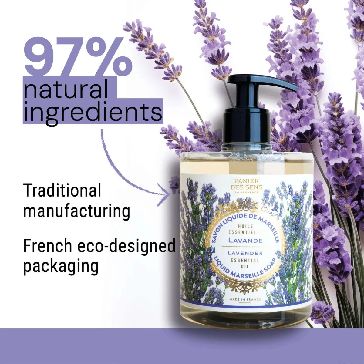 Panier Des Sens Liquid Marseille Soap – Lavender Savon - 16.9oz.