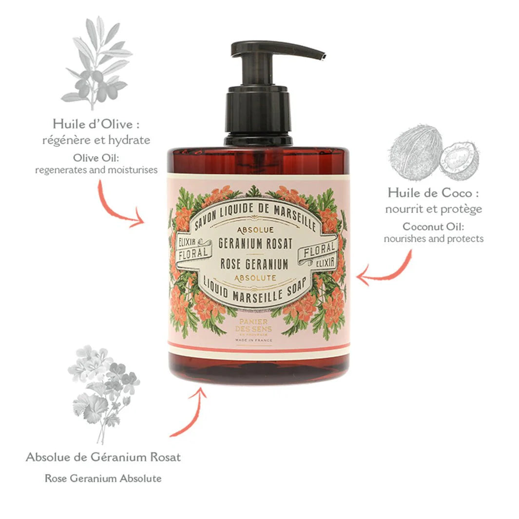 Panier Des Sens Liquid Marseille Soap – Rose Geranium Savon - 16.9oz.