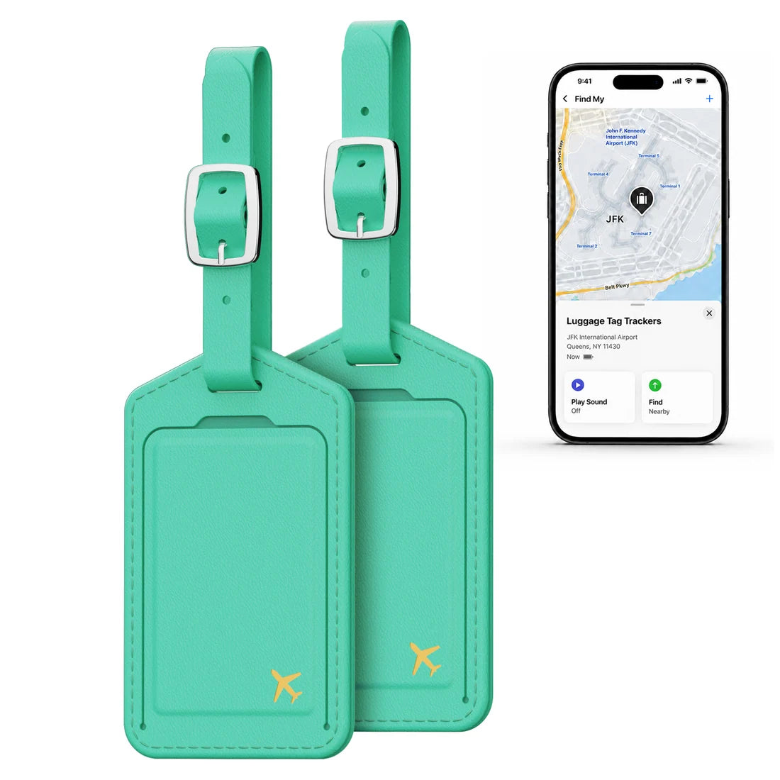 Let It Ride Tech – Universal Luggage Tag Finders – Pack of 2 – Green
