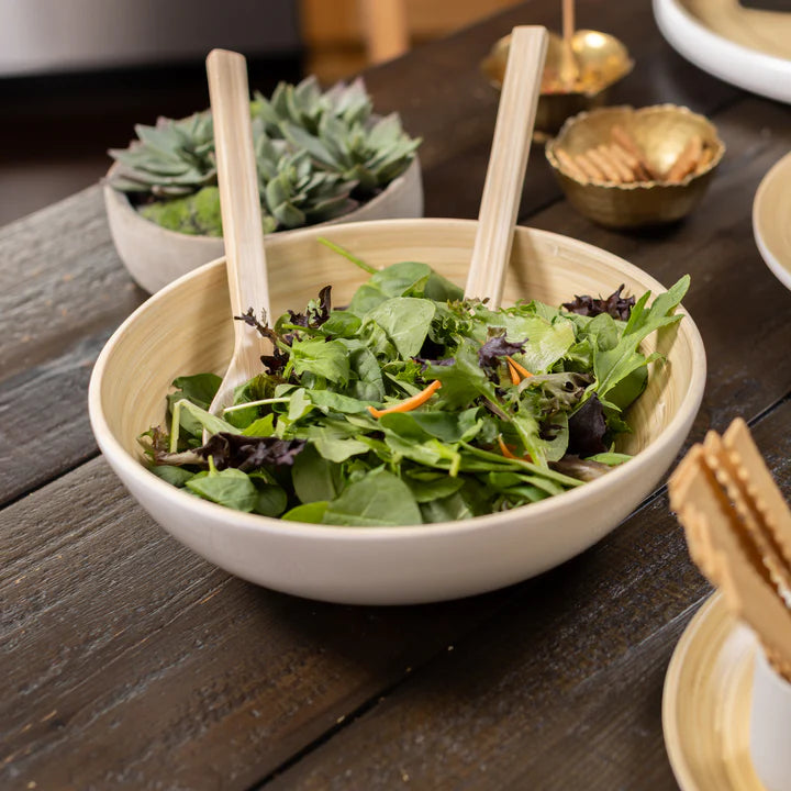 Lexa Bamboo Salad Bowl – 12" – White