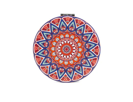 Kikkerland Mandala Slim Profile Compact Mirror – Assorted Colors - SOLD INDIVIDUALLY