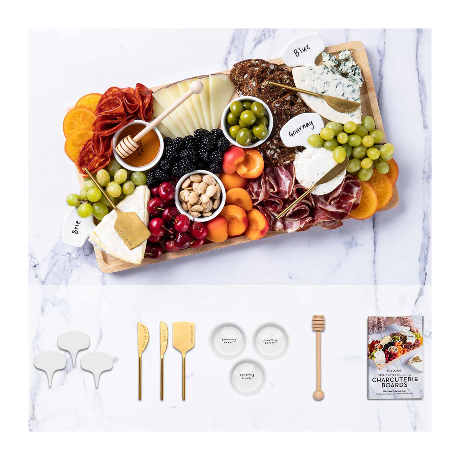 Meg Quinn Premium Charcuterie Board & Accessories Kit – 12-Piece Set