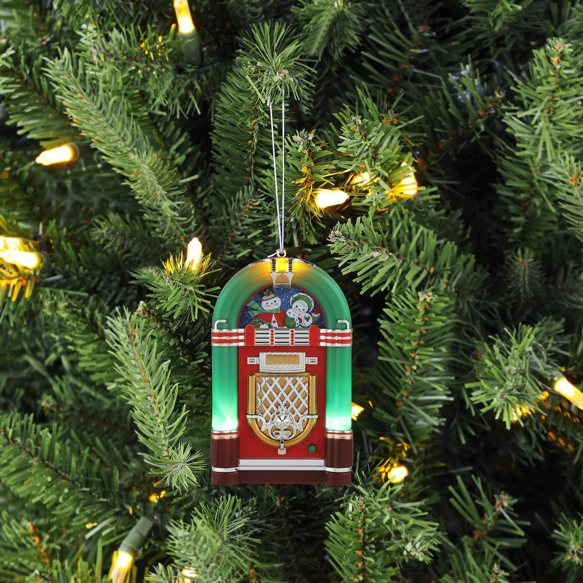 Mr. Christmas Miniature Retro Jukebox Ornament – LED Light & Music – 4.9"